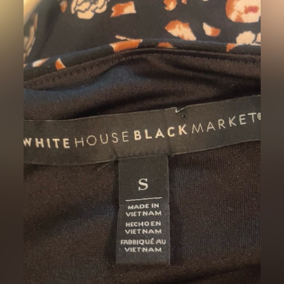 White House Black Market Black Floral Wrap Blouse - Picture 2 of 5